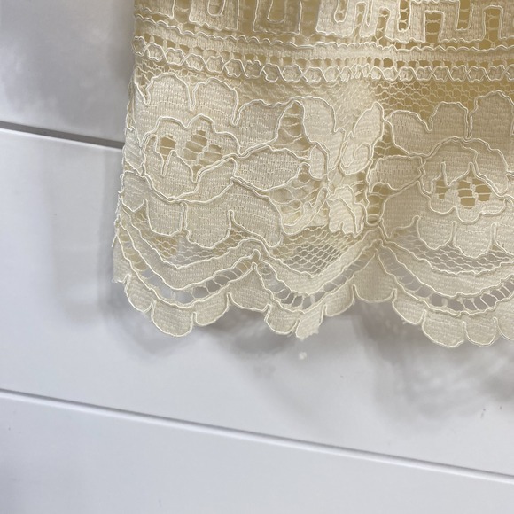 Talbots Womens Layered Lace Velvet Trim Keyhole Ruffle Blouse sz XL Ivory Classy - Picture 5 of 14